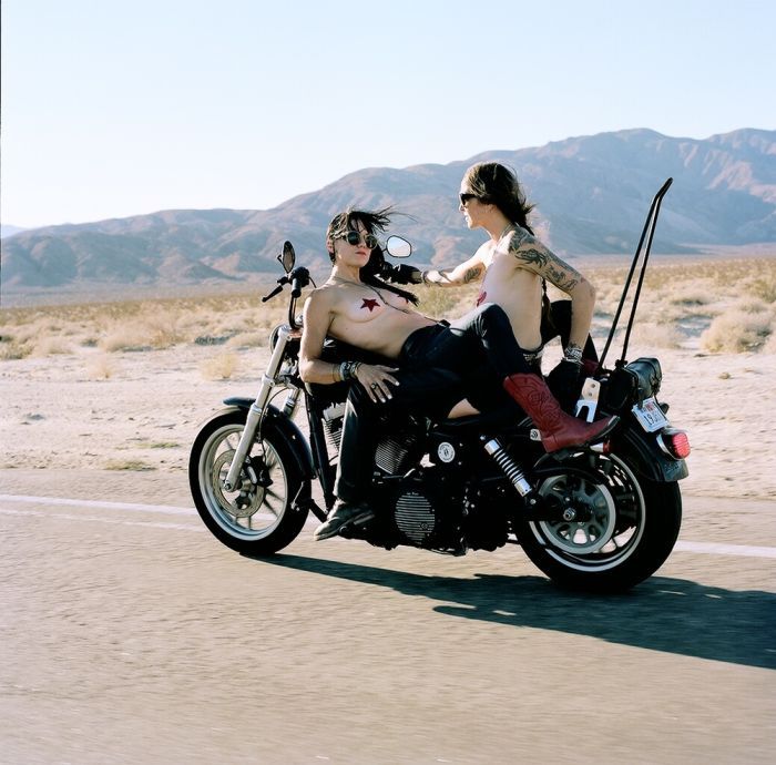 Girls on a motorcycle in Roseau